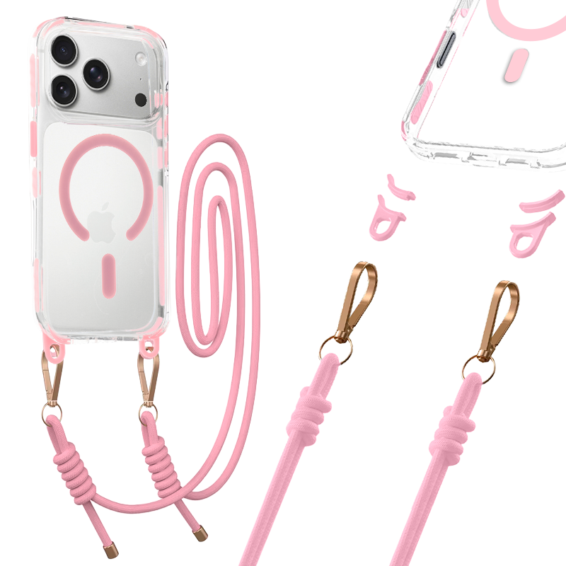 Tel Protect Strap Clear Suojakuori iPhone 17 Pro Max:lle vaaleanpunainen