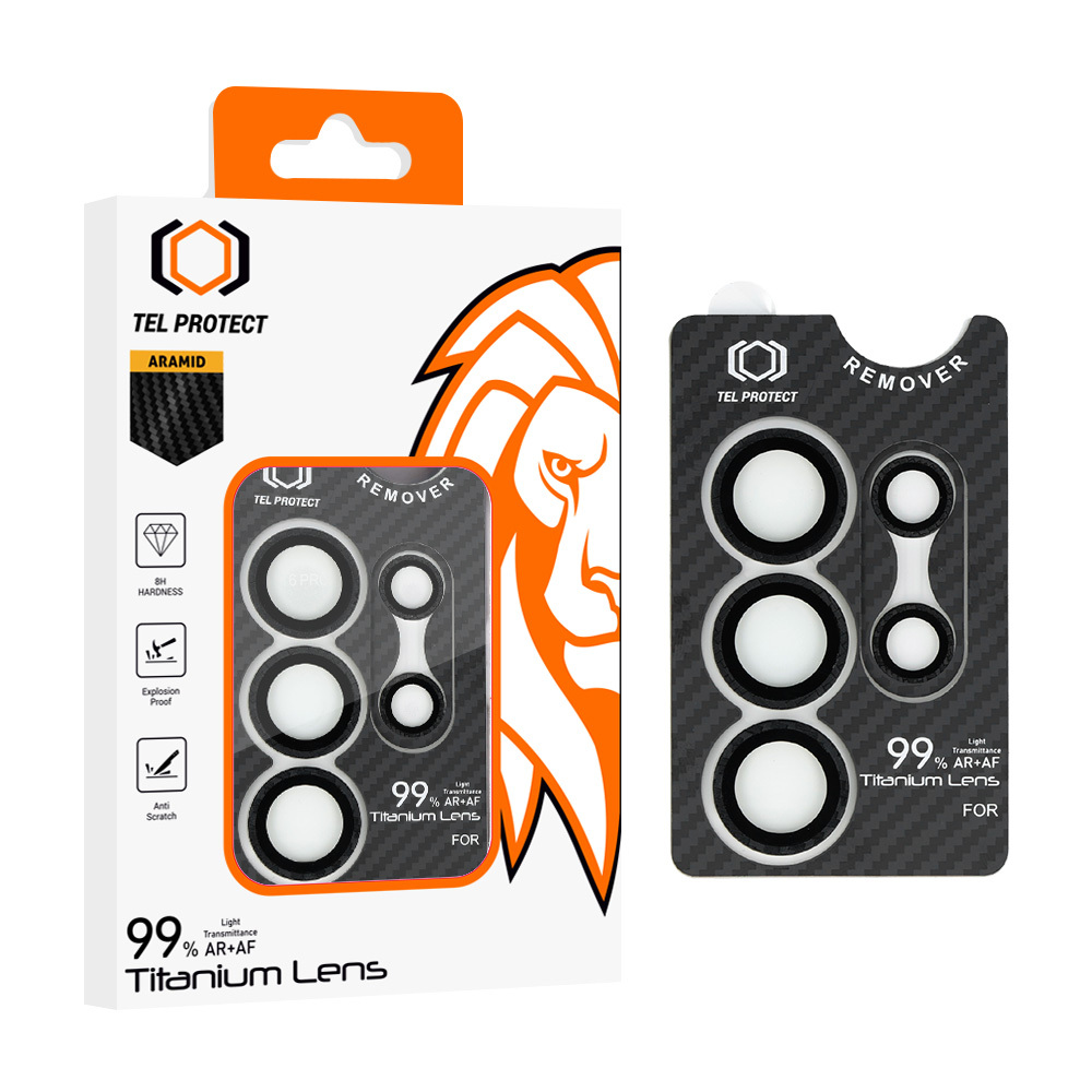 Tempered glass Tel Protect Titanium Lens 99% AR Aramid Series on camera for Samsung Galaxy S25 Ultra (lens 5 pcs)