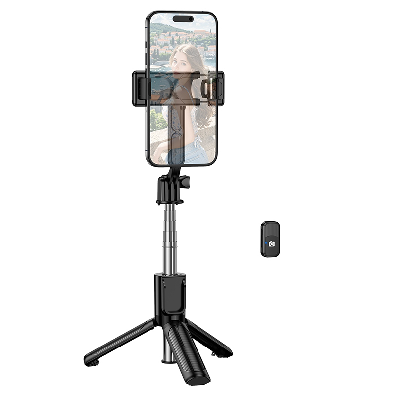 Borofone Selfiekepit BY14 Graceful Bluetooth jalustalla ja kauko-ohjaimella musta