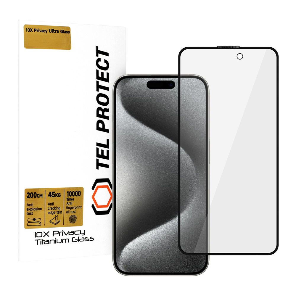 Tempered glass Tel Protect 10X Privacy Titanium for Iphone 15 Pro (envelope)