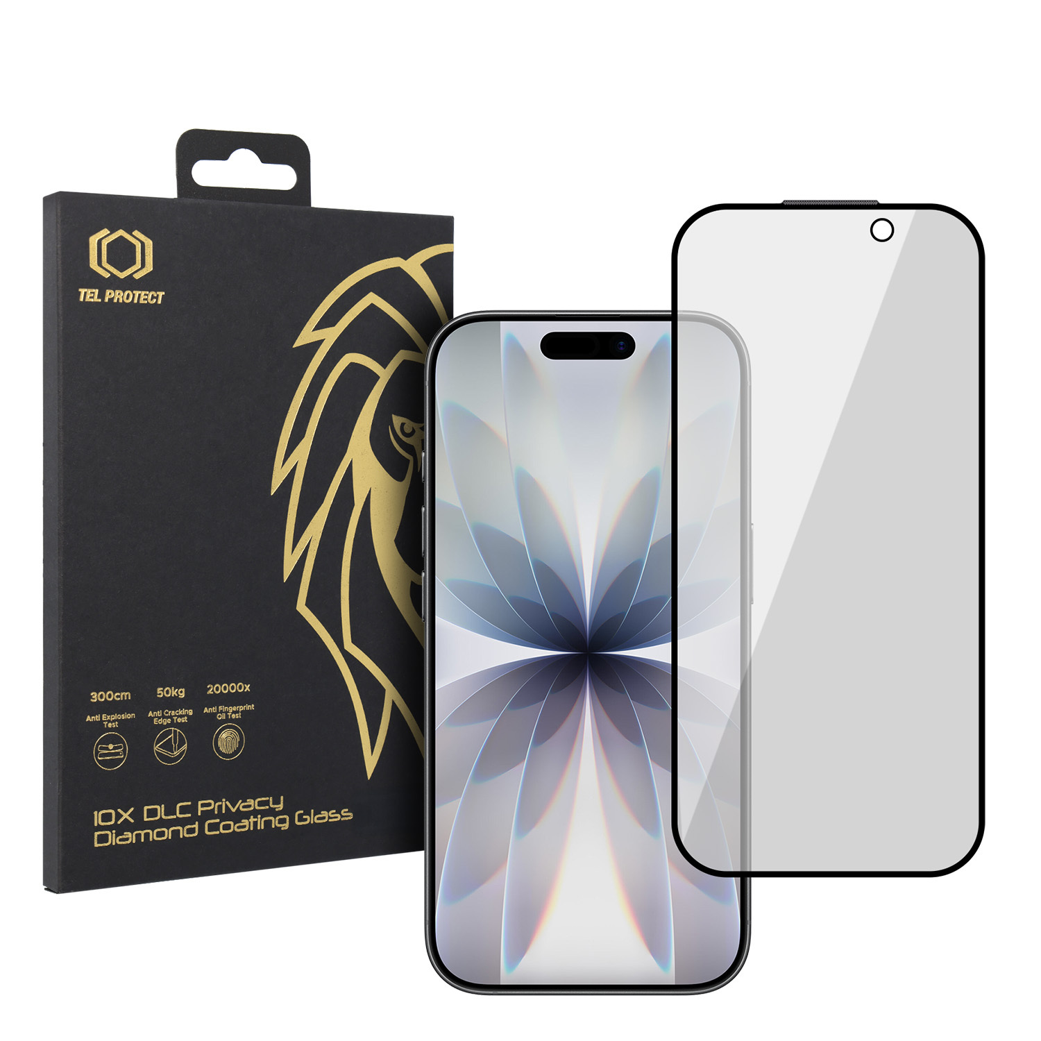 Karkaistu lasi Tel Protect 10X Privacy DLC Diamond Coating iPhone 16 Pro/17:lle