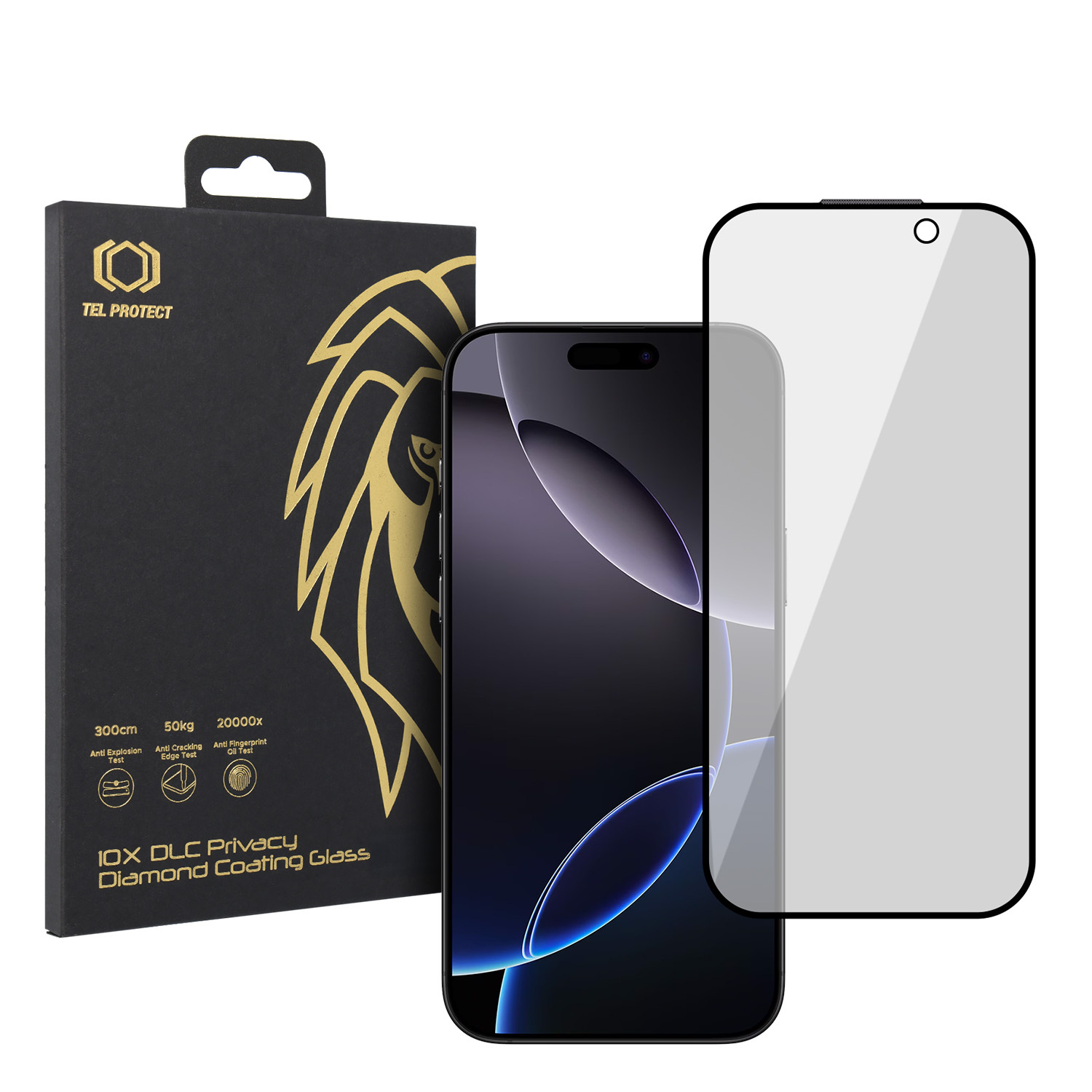 Tempered glass Tel Protect 10X Privacy DLC Diamond Coating for Iphone 16 Pro Max