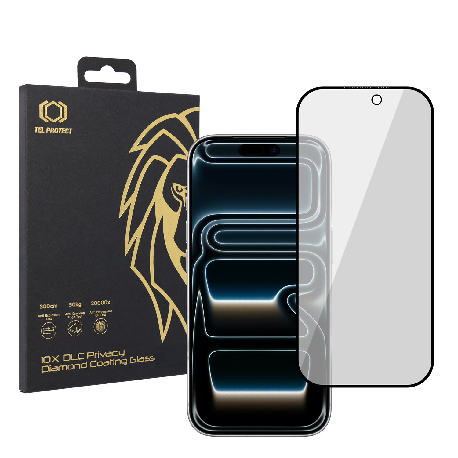 Tempered glass Tel Protect 10X Privacy DLC Diamond Coating for Iphone 17 Pro Max