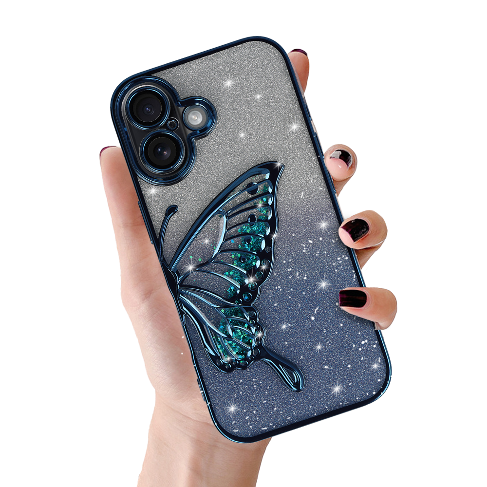 Tel Protect Butterfly Water Suojakuori iPhone 17:lle sininen