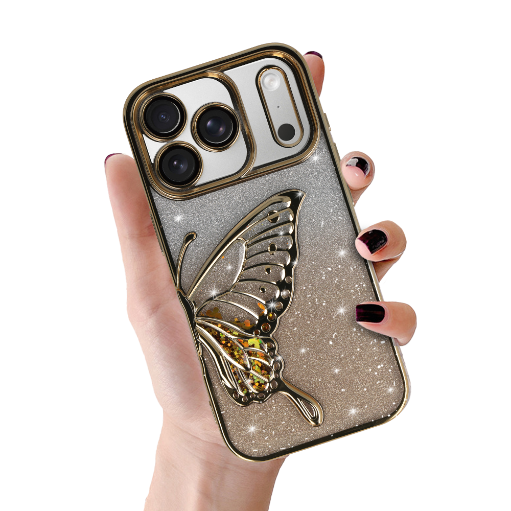 Tel Protect Butterfly Water Suojakuori iPhone 17 Pro:lle kultainen