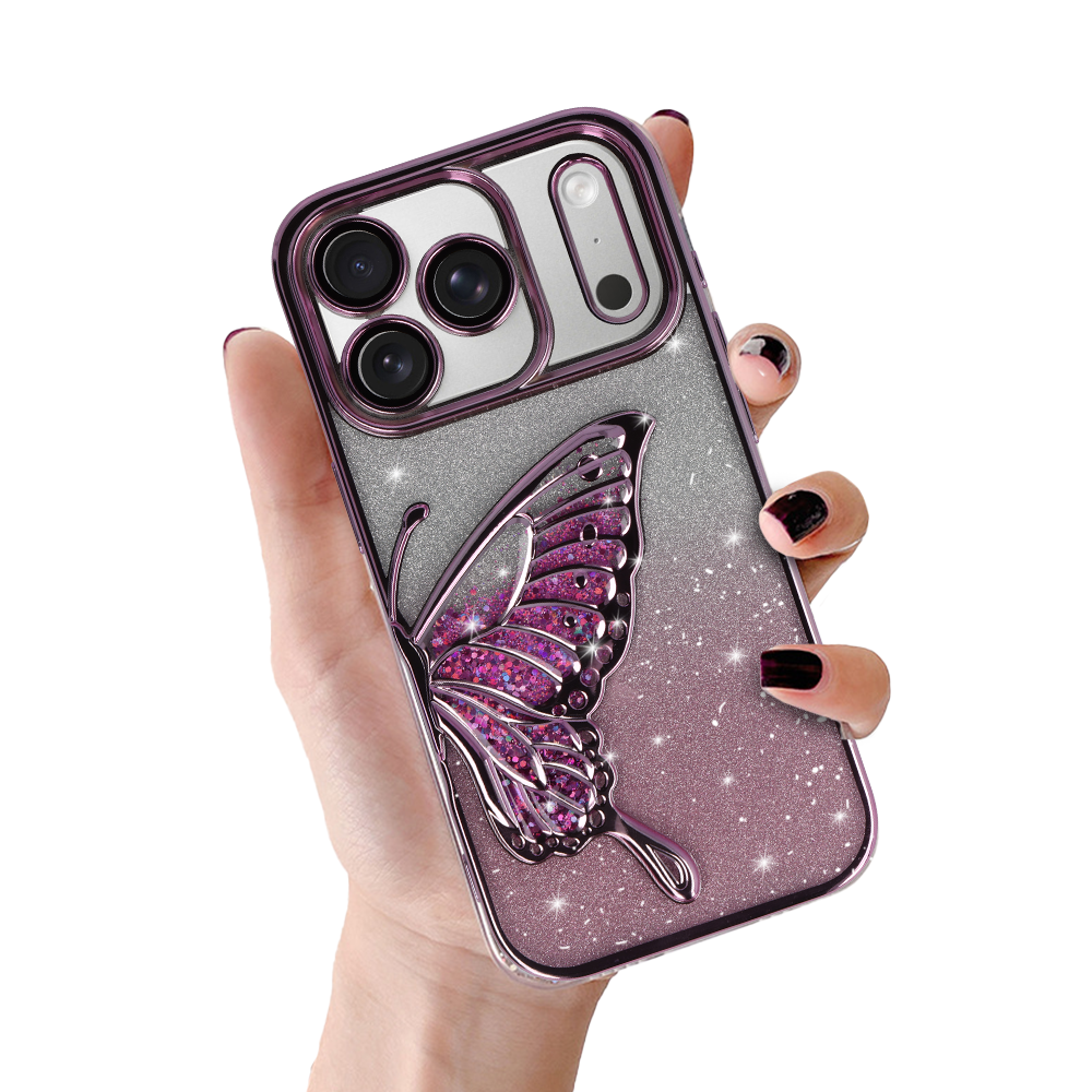 Tel Protect Butterfly Water Suojakuori iPhone 17 Pro Max:lle vaaleanpunainen