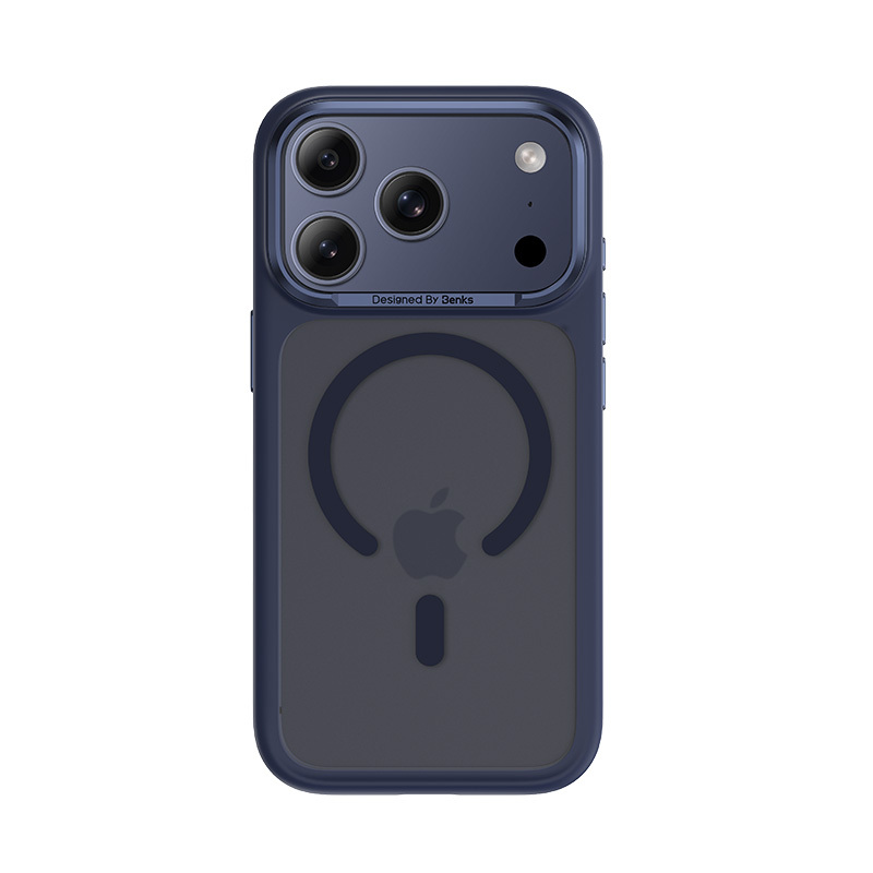 Benks Magnetic Mist Case -suojakuori metallikehyksellä (A070) Iphone 17 Pro Max:lle, sininen (kameran ohjauspainike)