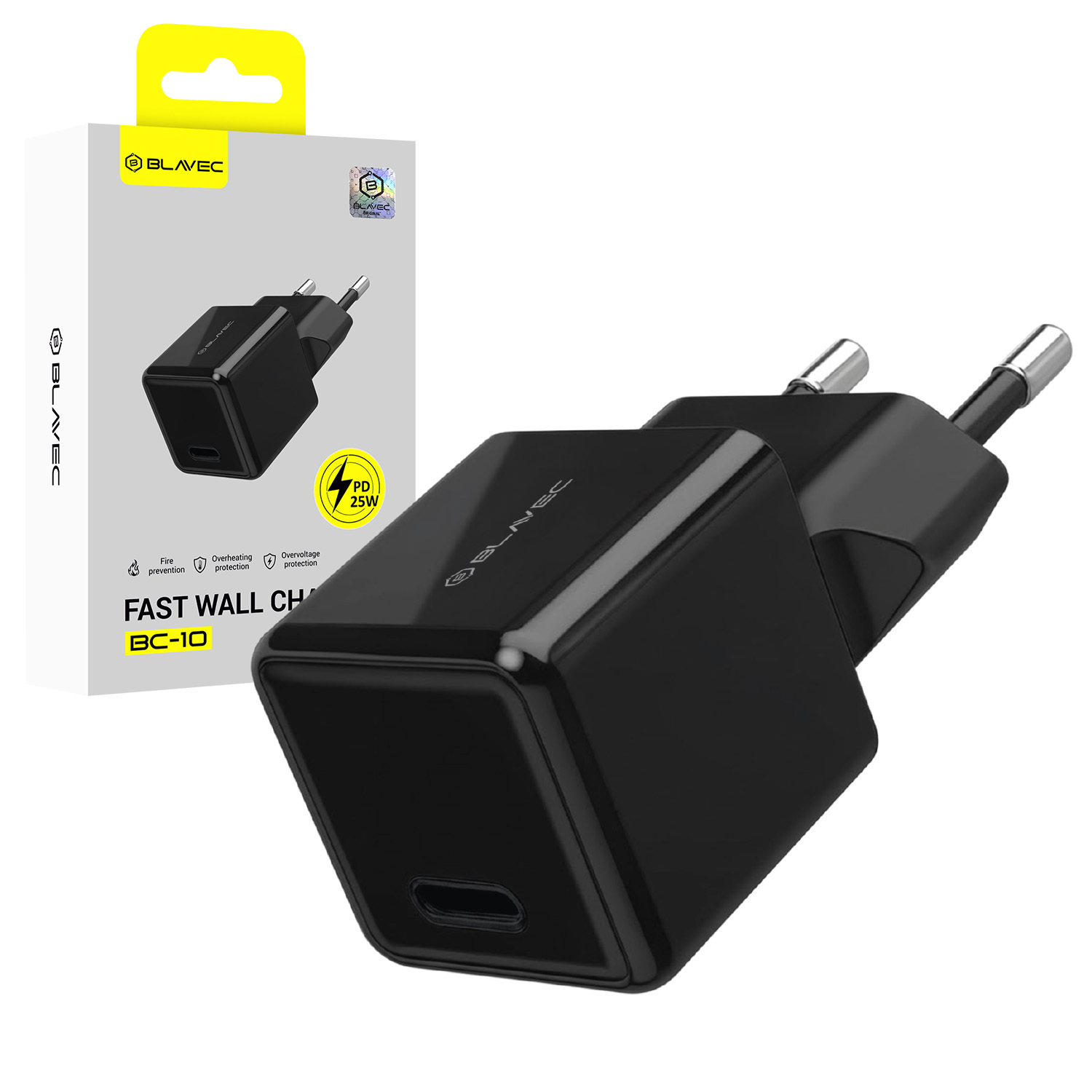 Blavec seinälaturi BC-10 – Type C – PD 25W 3A (TCBC10-CB253A), musta
