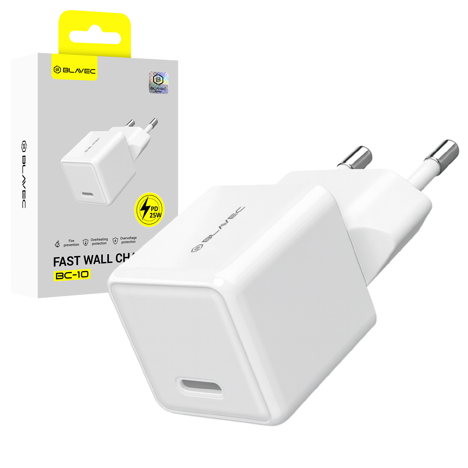 Blavec seinälaturi BC-10 – Type C – PD 25W 3A (TCBC10-CW253A), valkoinen