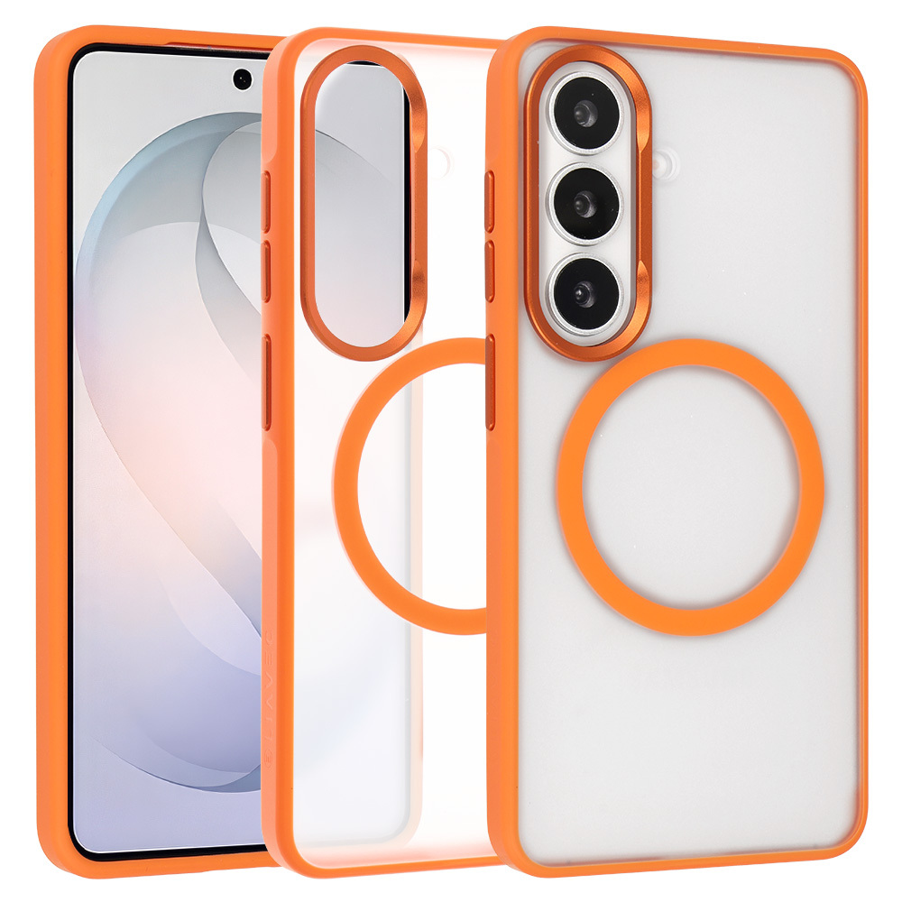 Liavec Pehmeä Suojakuori metallikehyksellä Samsung Galaxy S26:lle - oranssi