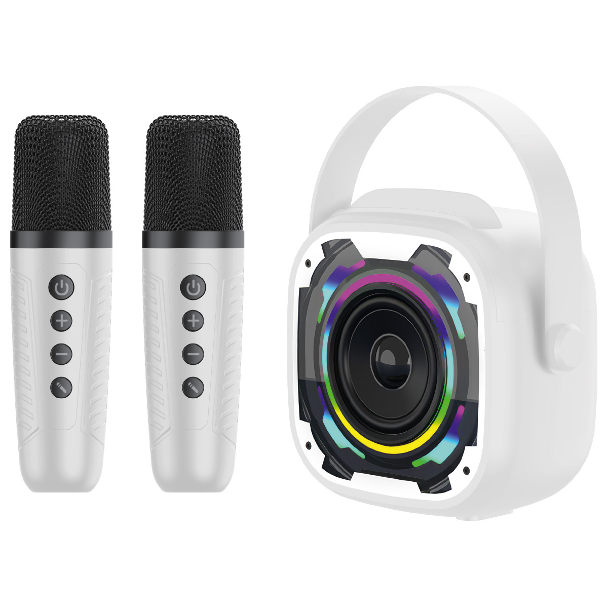 Blavec kannettava Bluetooth-kaiutin WS-08 Karaoke Idol - 8 W kahdella mikrofonilla (WS08-2MW) valkoinen