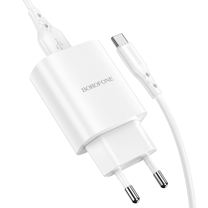 Borofone Seinälaturi BN1 Innovative - USB - 2,1A USB-C-kaapelilla valkoinen
