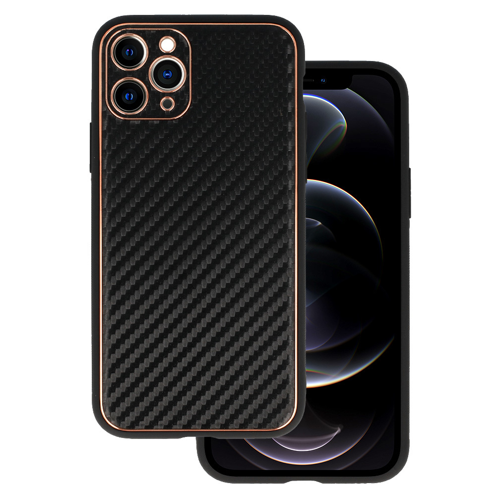 TEL PROTECT Nahkainen Carbon Suojakuori iPhone 11 Pro:lle musta
