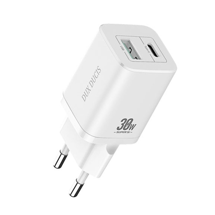 Dux Ducis C80 Super Si seinälaturi - USB + Type-C - PD 30W QC 3.0 18W 3A valkoinen