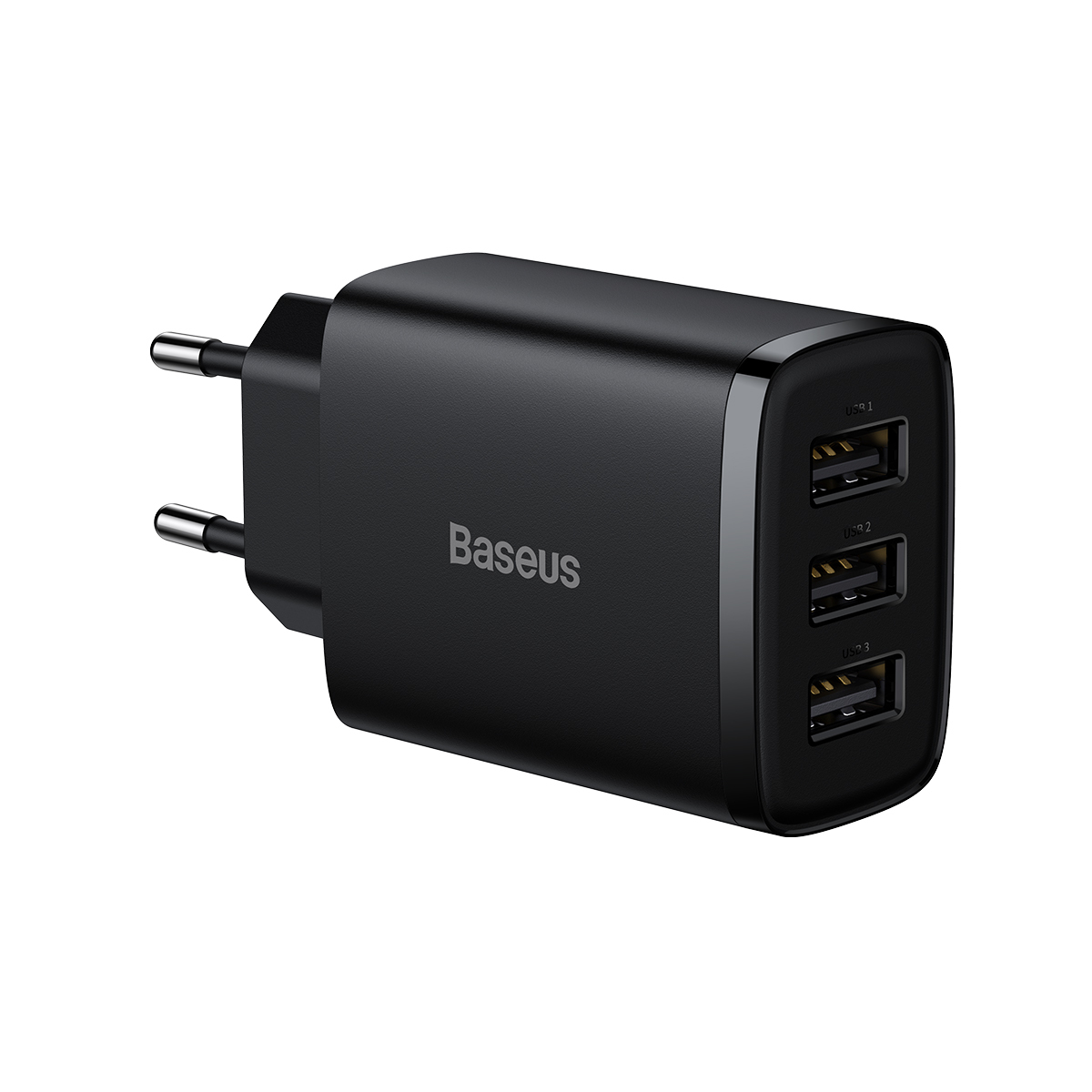 Baseus Compact seinälaturi - 3xUSB - 17W (CCXJ020101) musta