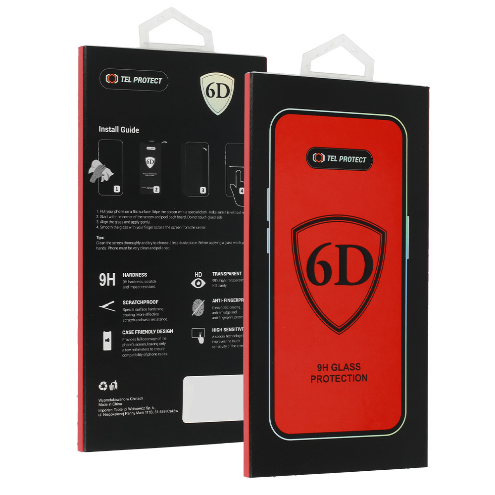 Tel Protect Full Glue 6D Tempered Glass for SAMSUNG GALAXY A13 5G/A04S BLACK