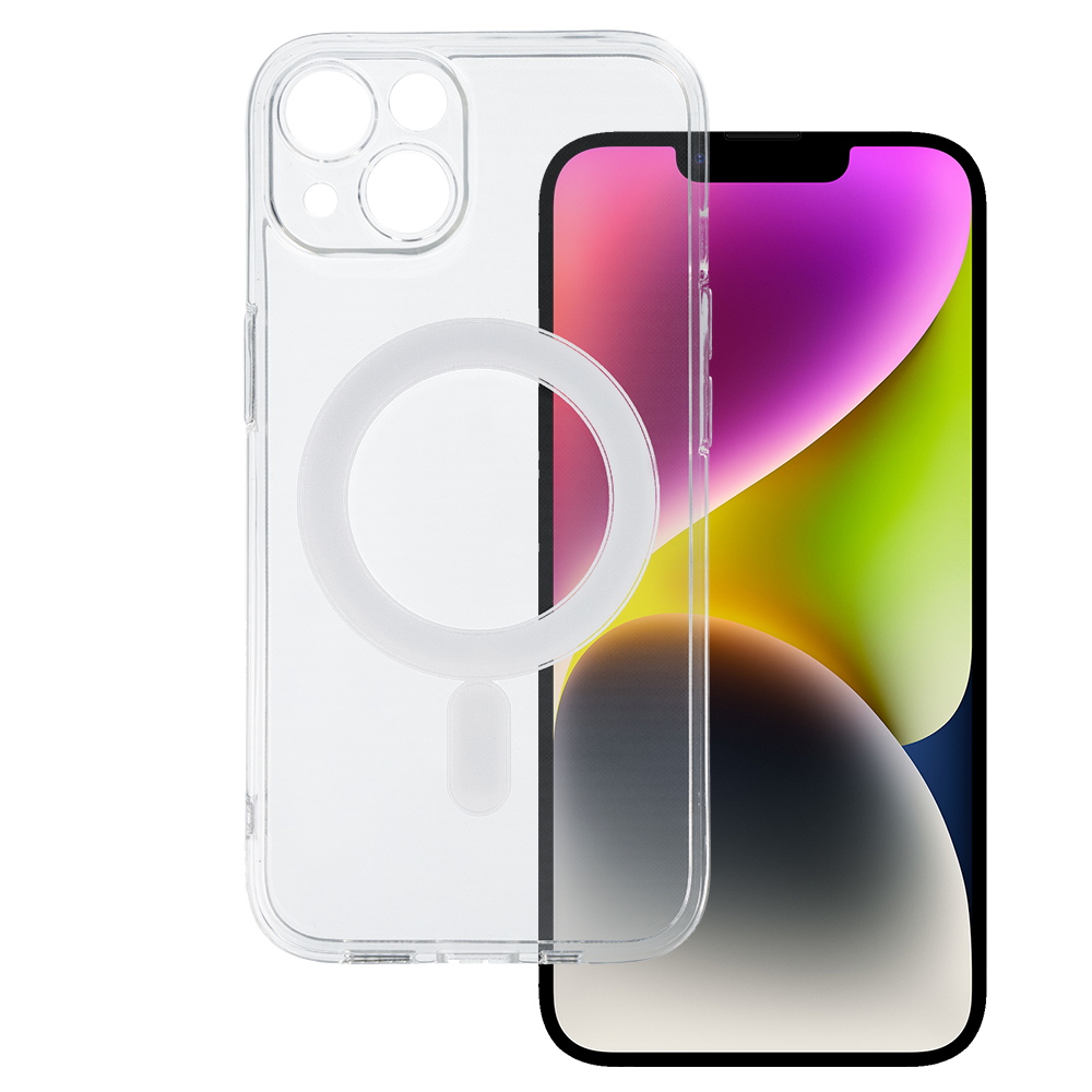 TEL PROTECT MagSilicone Suojakuori iPhone 14:lle läpinäkyvä