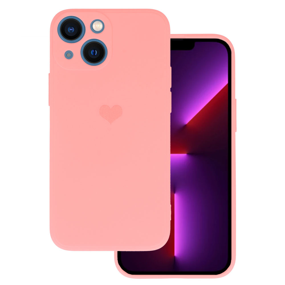 Vennus Silicone Heart Suojakuori iPhone 14 Plus:lle malli 1 vaaleanpunainen
