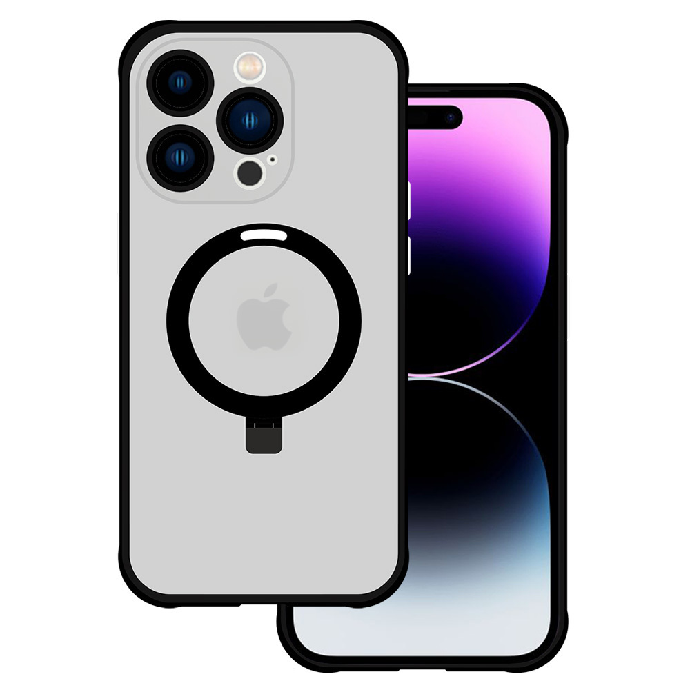 Tel Protect Magical Magsafe Stand Suojakuori iPhone 15 Plus:lle musta