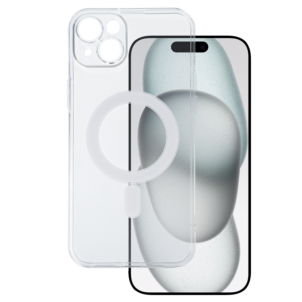 TEL PROTECT MagSilicone Suojakuori iPhone 15 Plus:lle läpinäkyvä