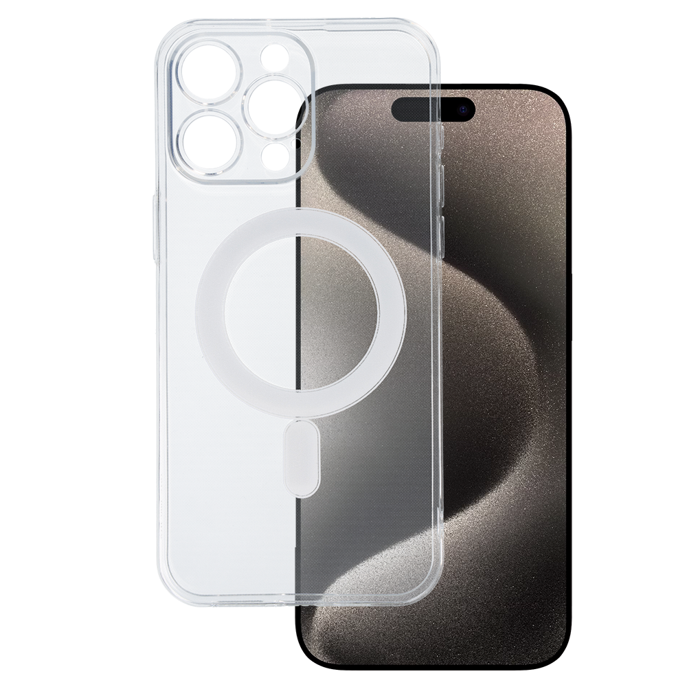 TEL PROTECT MagSilicone Suojakuori iPhone 15 Pro Max:lle läpinäkyvä