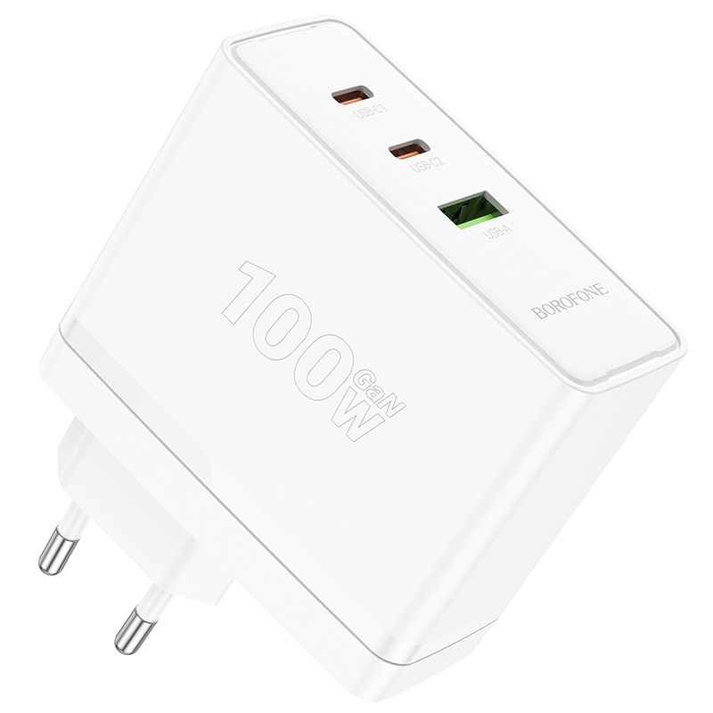 Borofone Seinälaturi BN11 Imperial - USB + 2xType C - QC 3.0 PD 100W valkoinen