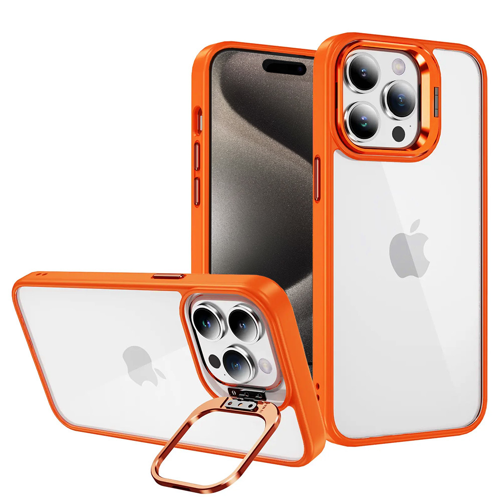 Tel Protect Kickstand Suojakuori + kameran lasi (linssi) iPhone 12:lle oranssi