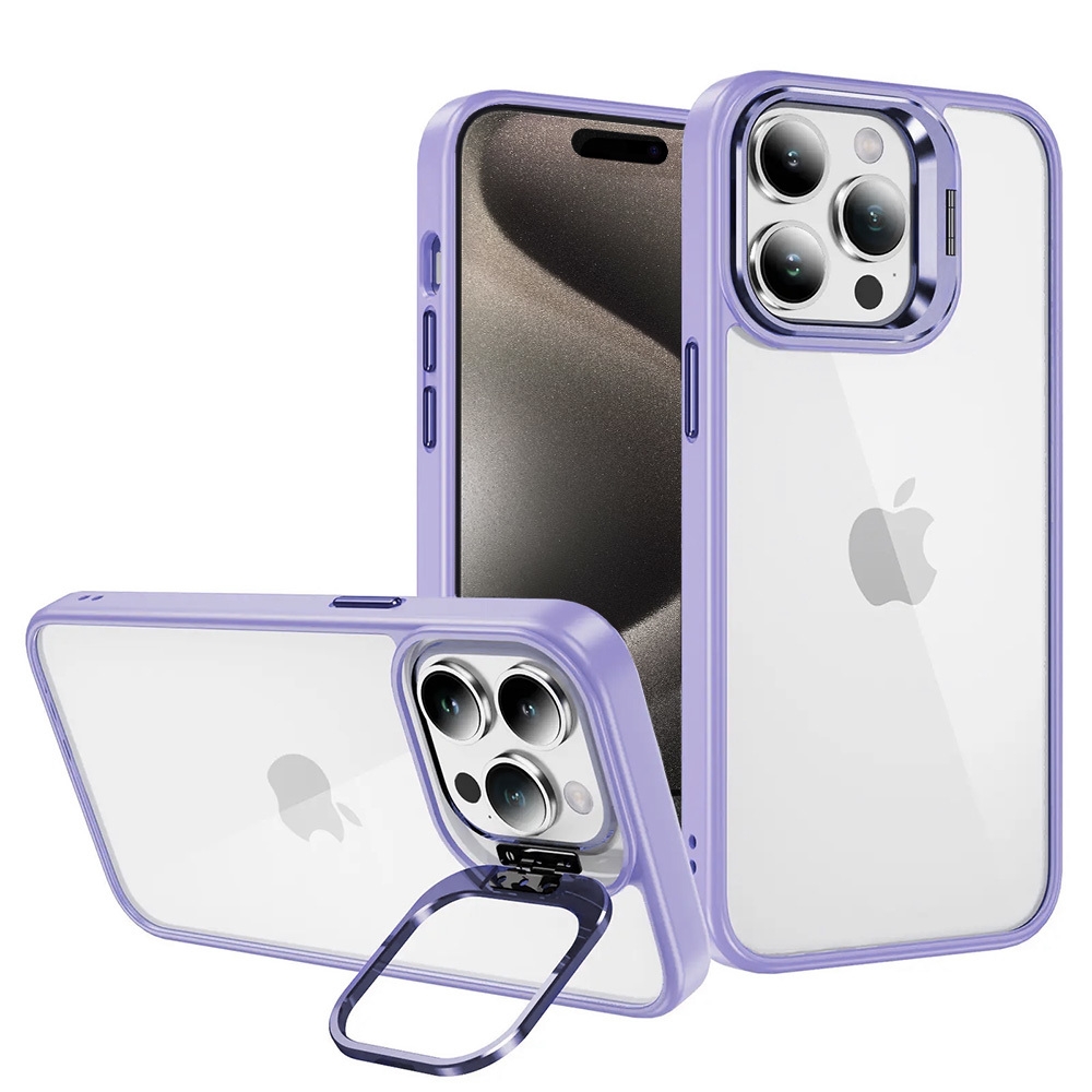 Tel Protect Kickstand Suojakuori + kameran lasi (linssi) iPhone 12 Pro Max:lle vaaleanvioletti