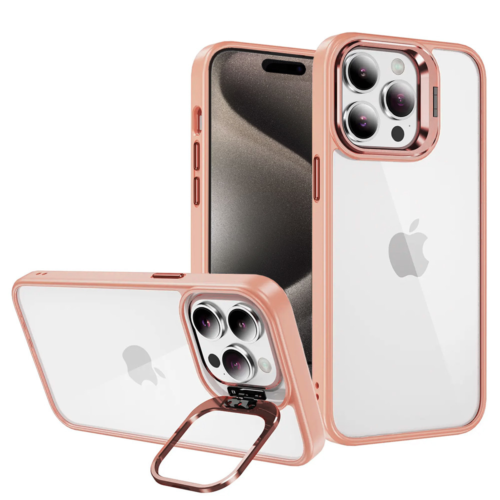Tel Protect Kickstand Suojakuori + kameralasi iPhone 13 Prolle vaaleanpunainen