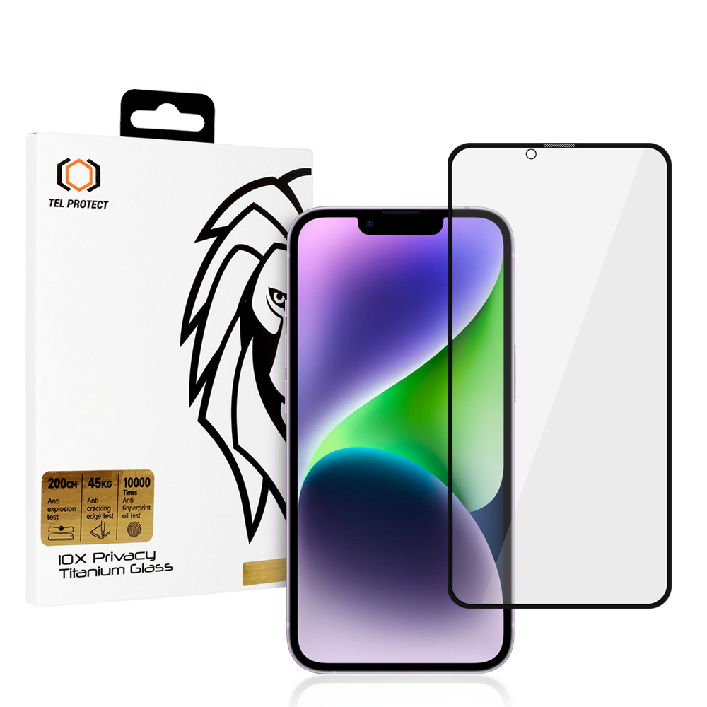 Tempered glass Tel Protect 10X Privacy Titanium for Iphone 14 Plus