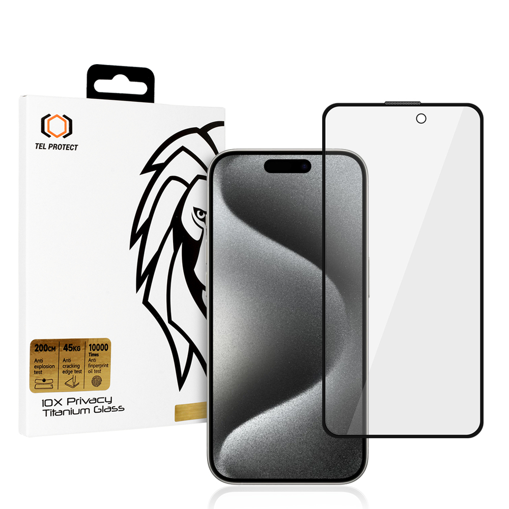 Tempered glass Tel Protect 10X Privacy Titanium for Iphone 15 Pro