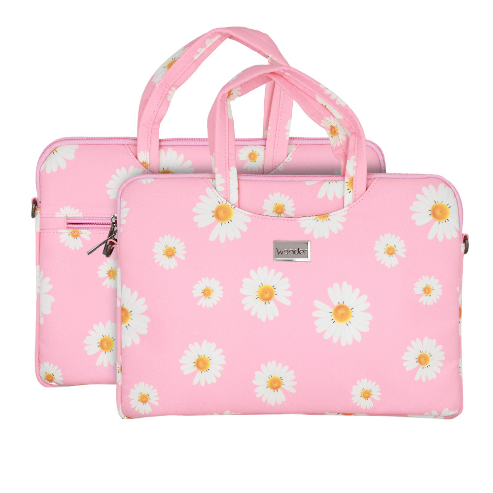 Wonder Briefcase kannettavan laukku 13-14 tuumaa vaaleanpunaiset päivänkakkarat