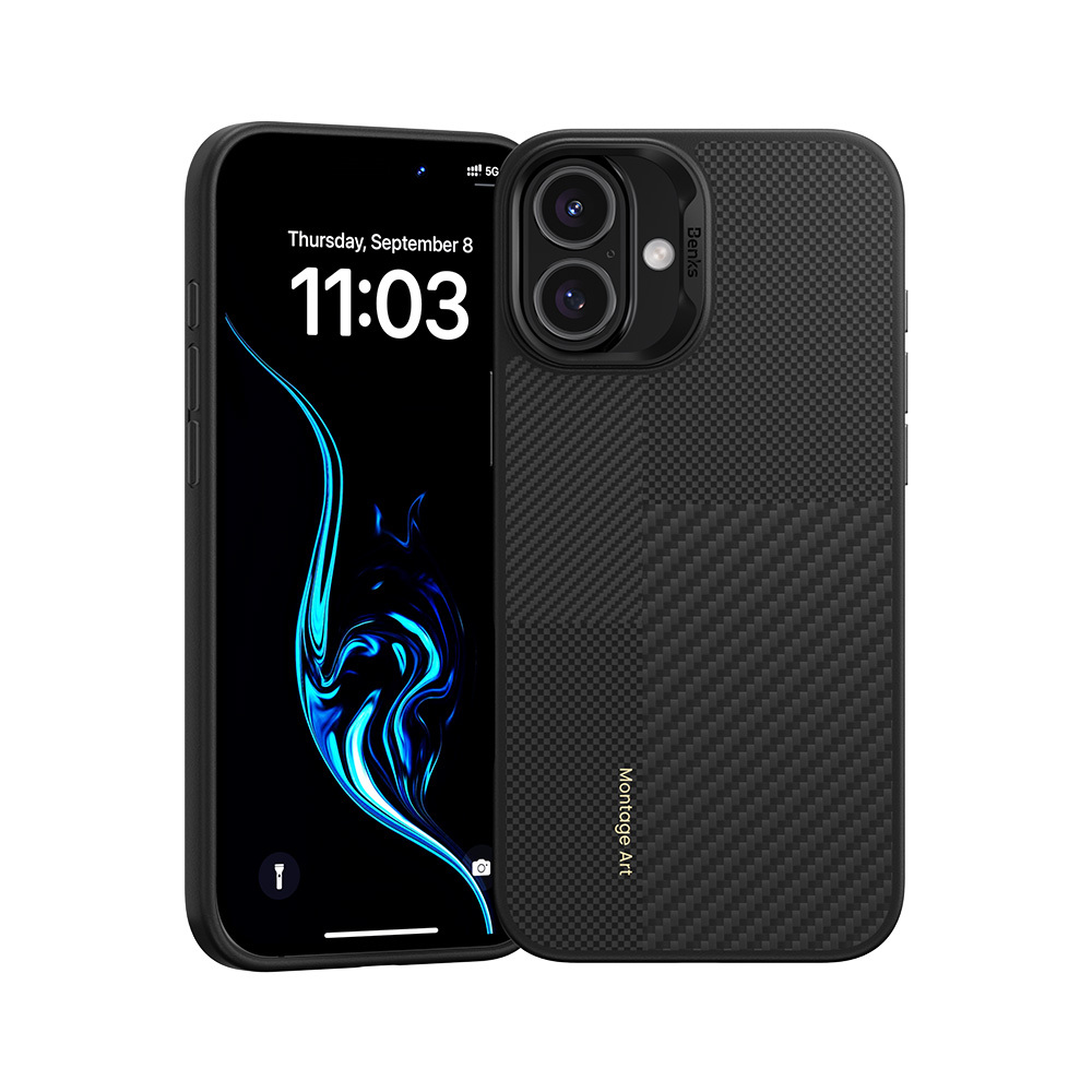 Benks Montage Magnetic Armor Pro Kevlar Case Metal Frame 600D+1500D for Iphone 16 black
