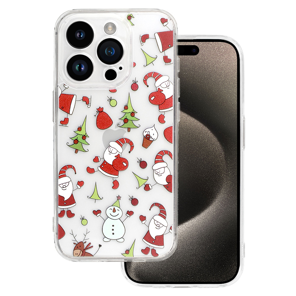 TEL PROTECT Joulu läpinäkyvä Suojakuori iPhone 16 Pro Max:lle Design 1
