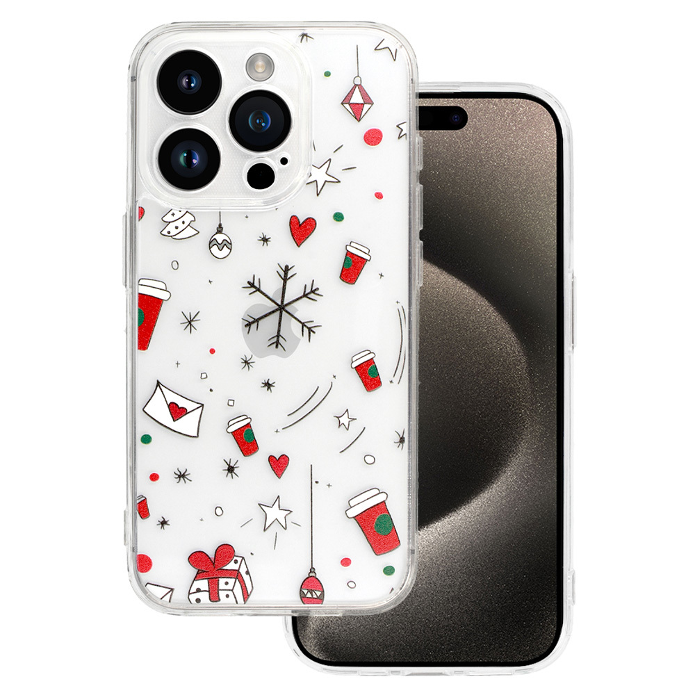 TEL PROTECT Joulu läpinäkyvä Suojakuori iPhone 16 Pro Max:lle Design 3