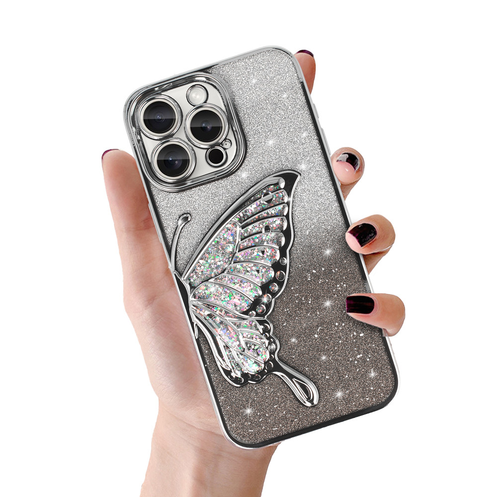 Tel Protect Butterfly Water Suojakuori iPhone 16 Pro Max:lle hopeinen