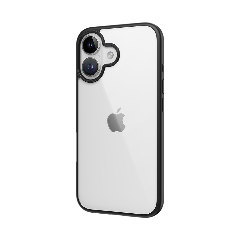Rock Guard Series Suojakuori iPhone 16 Plus:lle läpinäkyvä-musta