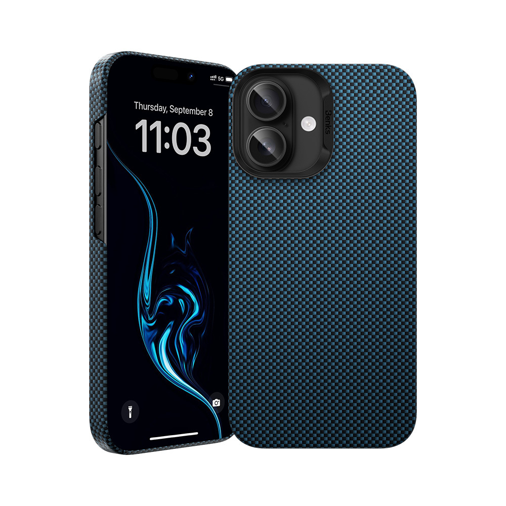 Benks Magnetic Armor Tint Kevlar 1000D (0064) iPhone 16 Plus:lle sininen