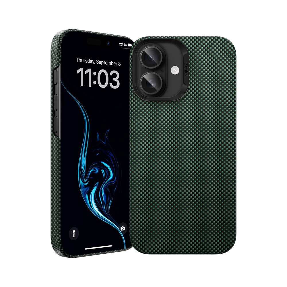 Benks Magnetic Armor Tint Kevlar 1000D (0064) iPhone 16 Plus:lle vihreä