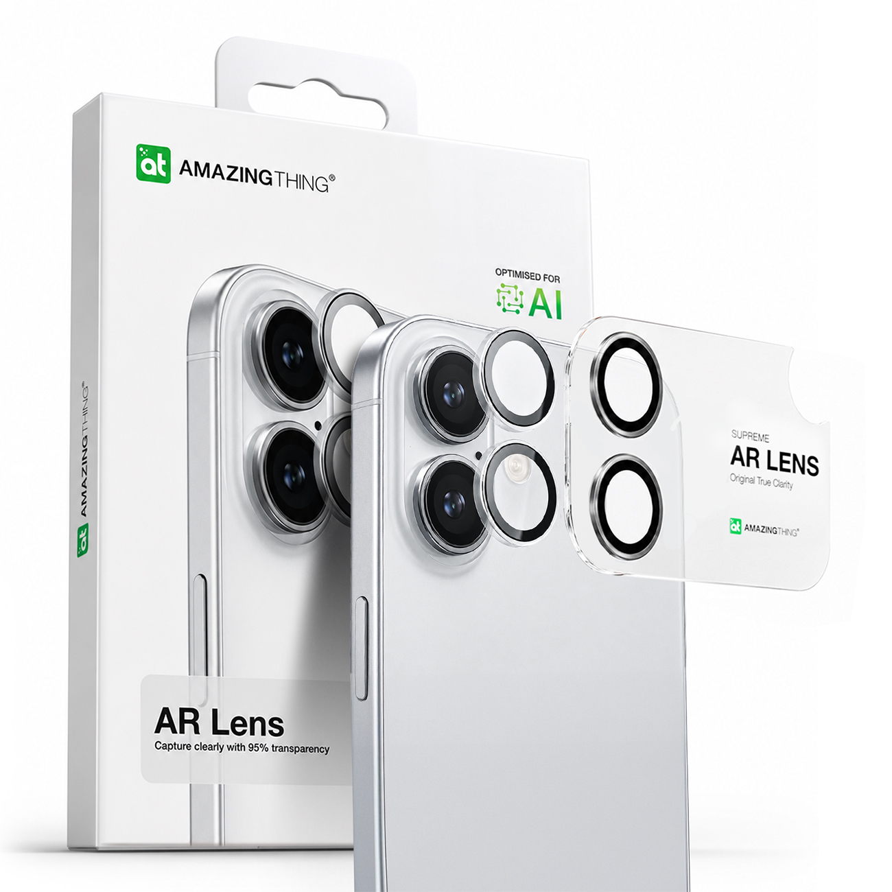 AmazingThing Lens Glass for iPhone 17 with Clear Frame