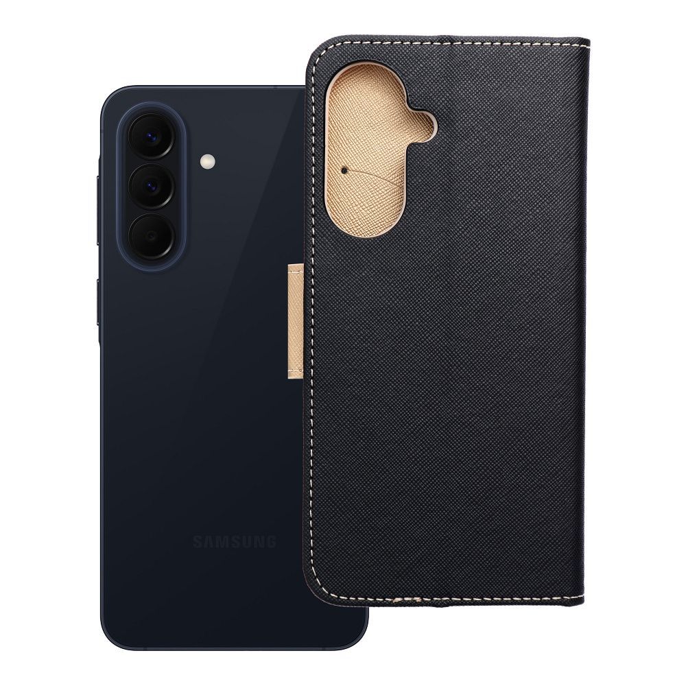 Läppäsuojakuori Samsung A57 Fancy Book musta / kultainen