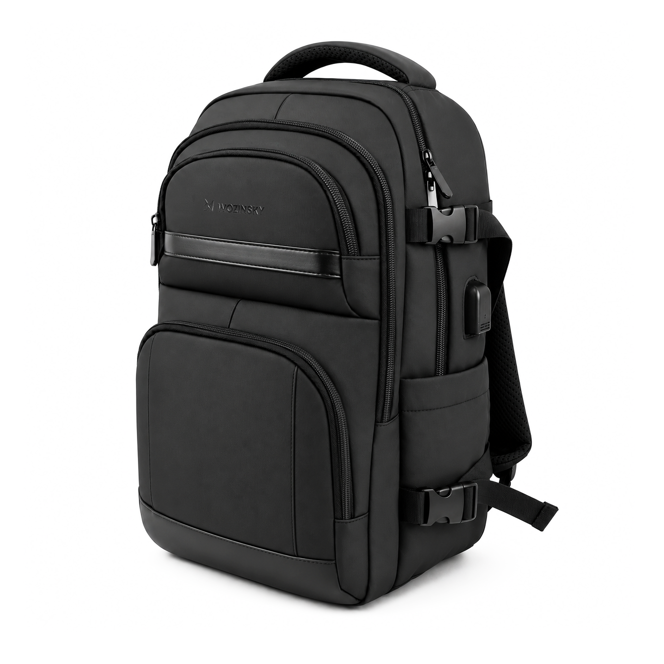 Wozinsky WPW-20L -matkareppu kannettavan tietokoneen taskulla 40x20x25 cm käsimatkatavarana - musta