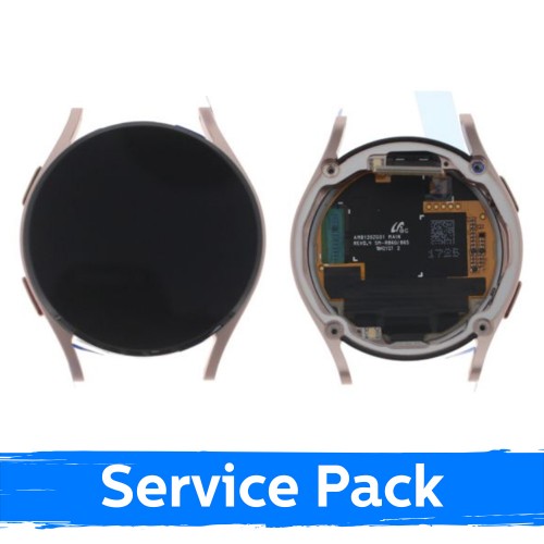 LCD-näyttö yhteensopiva Samsung R860 Watch 4 40mm:lle kehyksellä vaaleanpunainen kulta (Service Pack)
