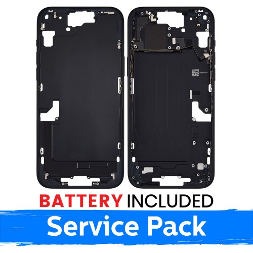 Apple iPhone 15 Plus keskikehys + akku musta (service pack)