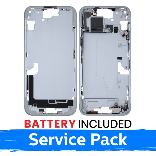 Apple iPhone 15 Plus keskikehys + akku sininen (service pack)