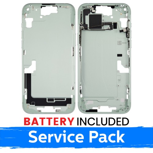 Apple iPhone 15 Plus keskikehys + akku vihreä (service pack)