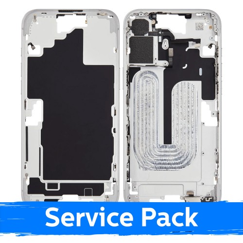 Mid-Frame Housing Apple iPhone 16 Plus Back Housing + Battery / White / (Service Pack)