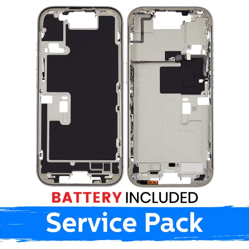 Mid-Frame Housing Apple iPhone 16 Pro Back Housing + Battery / White Titanium / (Service Pack)