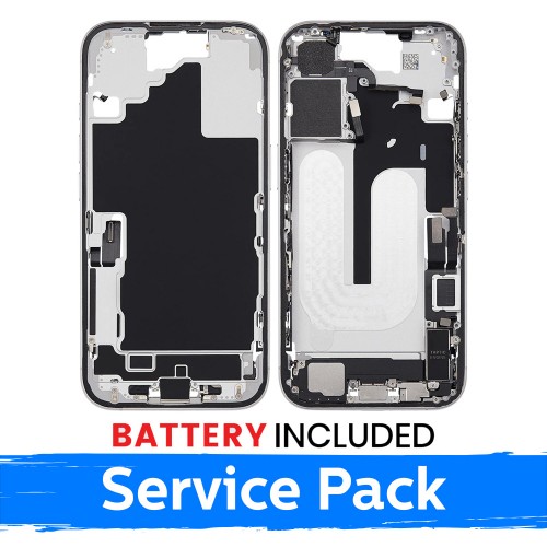 Mid-Frame Housing Apple iPhone 16 Back Housing + Battery / White / (Service Pack)