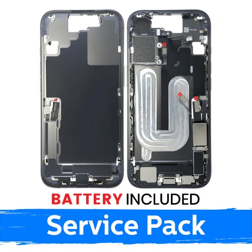 Apple iPhone 17 keskikehysrunko + akku / Musta / (Huoltopakkaus)